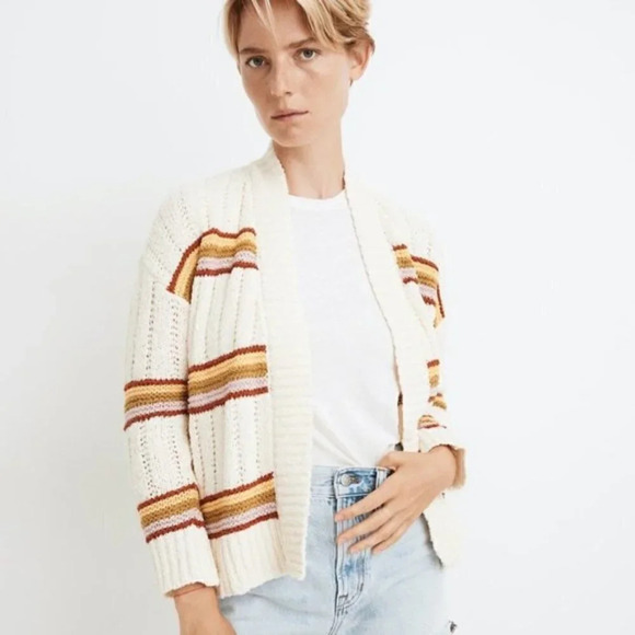 Madewell Striped Diaz Cropped Knit Cardigan - Picture 1 of 7